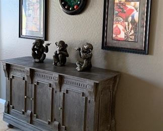 Buffet, Billiard Art Prints pr, Fox Glen Tavern Billiards Clock, Monkeys Set/3