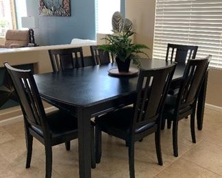 Ashley Dining Table w Leaf, 6 Chairs and 2 Matching Bar Stools