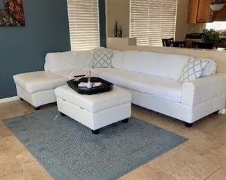 Sectional (as is), Ottoman, Area Rug