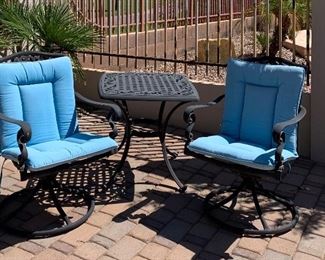 Patio Chairs w Cushions (as is), Side Table