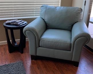 Ashley Leather Arm Chair, Side Table