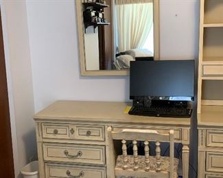 Desk, chair & mirror finish out this lovely bedroom suite.  All in perfect condition.