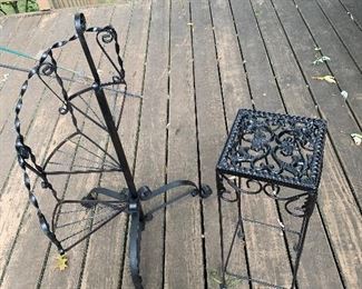 Wrought Iron small patio table & plant stand