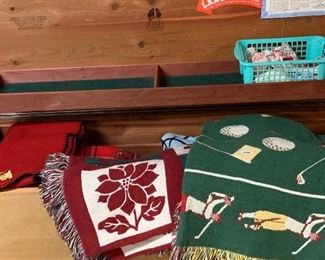 Lane cedar chest with large assortment of throws and blankets