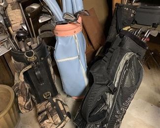 4 sets of golf clubs - 2 women, 2 men - all in excellent condition.  Golf shoes also for sale