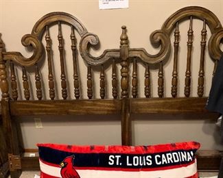 King Size Headboard with frames  Also shown a very long St. Louis Cardinal pillow.