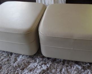 pair leather white leather footstools pair $225