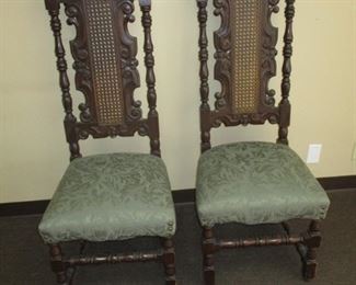Pr of Jacobean Revival Hall Chairs $195