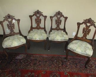Set of 4 Renaissance Revival Victorian Parlor Chairs