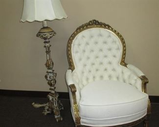 Newly Upholstered Gilt Frame French Chair