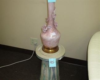 Murano Pink Glass Table Lamp & Japanese Pottery Pedestal