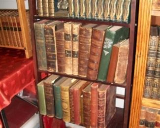 Various 19th century books and sets, including  Shakespeare, Twain etc.  Many leather bindings.