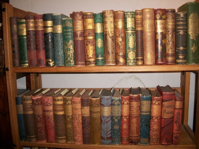 Large selection of beautiful late 19th century Victorian bindings including classics and novels