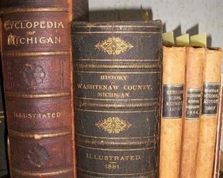 Old Books on Michigan, including 1881 History of Washtenaw County, and more.
