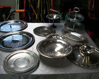 Various decorative silver plate items