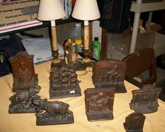 Assorted sets of bookends, including Dickens, Lincoln....and more