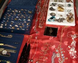 Huge selection of costume jewelry - some vintage. 