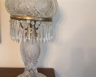 Nice tall cut glass lamp with prisms.... 