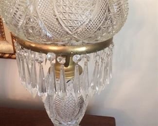 21" Tall....This is the lamp on the right of the sideboard and is just gorgeous!  Mint condition!