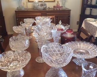 Crystal/cut glass pitchers, bowls, and vases!