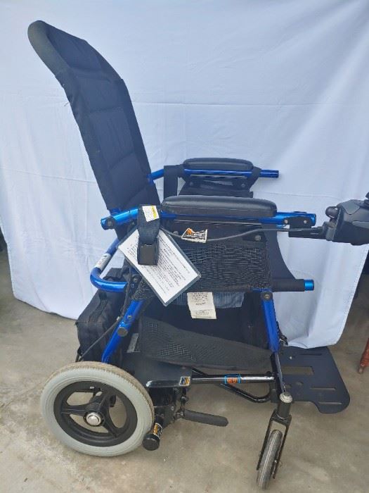 Motorized wheelchair. Has a nice seat pad. Very nice condition. Priced to sell. Batteries were dead so I am buying a new pair.