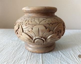 Wooden carved vase