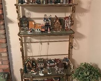 Brass Baker's Rack -- 50.00                                                                       Department 56 "Dicken's Village" --  SOLD AS SET -- 300.00