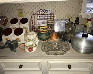 Early American "Pres-cut" Egg Plate -- 10.00                           Aluminum Bread Warmer -- 8.00