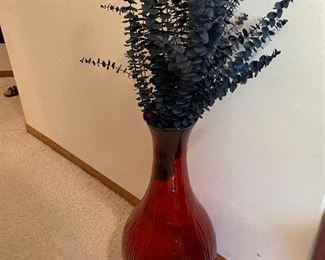 Tall red floor vase