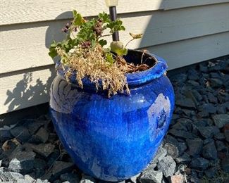 Blue outdoor planter