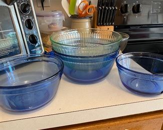 Anchor Hocking blue mixing bowls