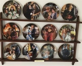 Gone With the Wind Anniversary Collection plates with rack
