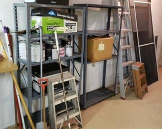 $10 ea.(8 available)  Storage shelves, $20 6 ft ladder, $3 Small ladder
