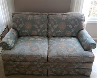 $50 ea  (2 available) Vintage Seafoam green floral Loveseats, great condition.  59" long
