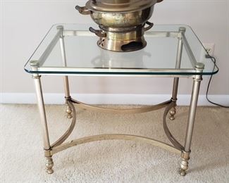 $25  Brass and Glass side table, 22" x 27" X 22"