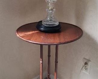 $30 Round Hall table, 

SOLD-$15 Small Glass lamp