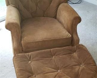 $60 ea.  (2 available) Brown Suede Tufted chair and Ottoman