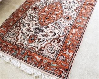 $175, Persimmon color Oriental Rug, great Scene!!!  50" x 78"