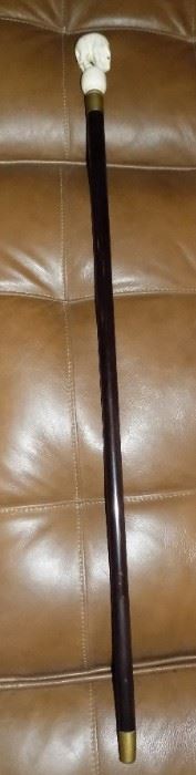 Antique Walking Stick With Carved Handle.
