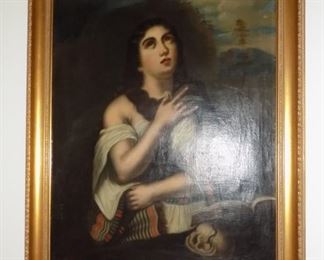 Antique Oil, 19th Century Religious Painting.