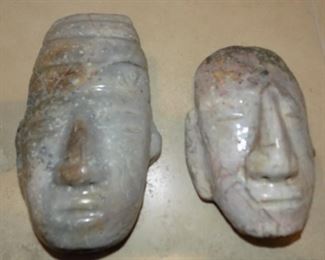 Pre-Columbian White Hard Stone Masks.