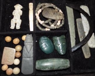 Pre-Columbian Beads, Artifacts, Celts, Pendants, Axe Gods and Beads.