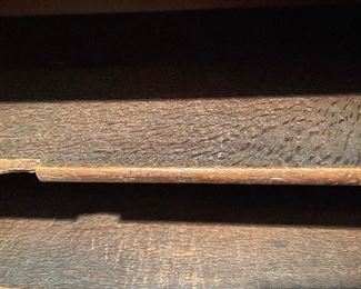 Detail of quartersawn wood used in linen press shelves