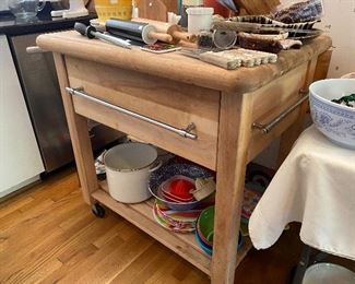 Kitchen island with drop leaf (in back)