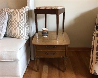 MCM Lane 2 drawer end table and vanity stool