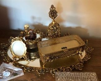 gilded dresser set