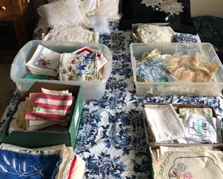 Vintage & antique lace, needlework, napkins, towels, runners, tablecloths, handkerchiefs