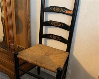 Stenciled ladder back chair -- one of two available