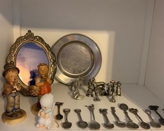 Damaged Hummel figurines and pewter items