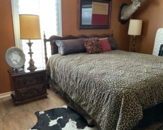 American Drew Inc. Bedroom Set with King Size Bed, Pair of Nightstands, Dresser With Mirror, & Upright Chest 